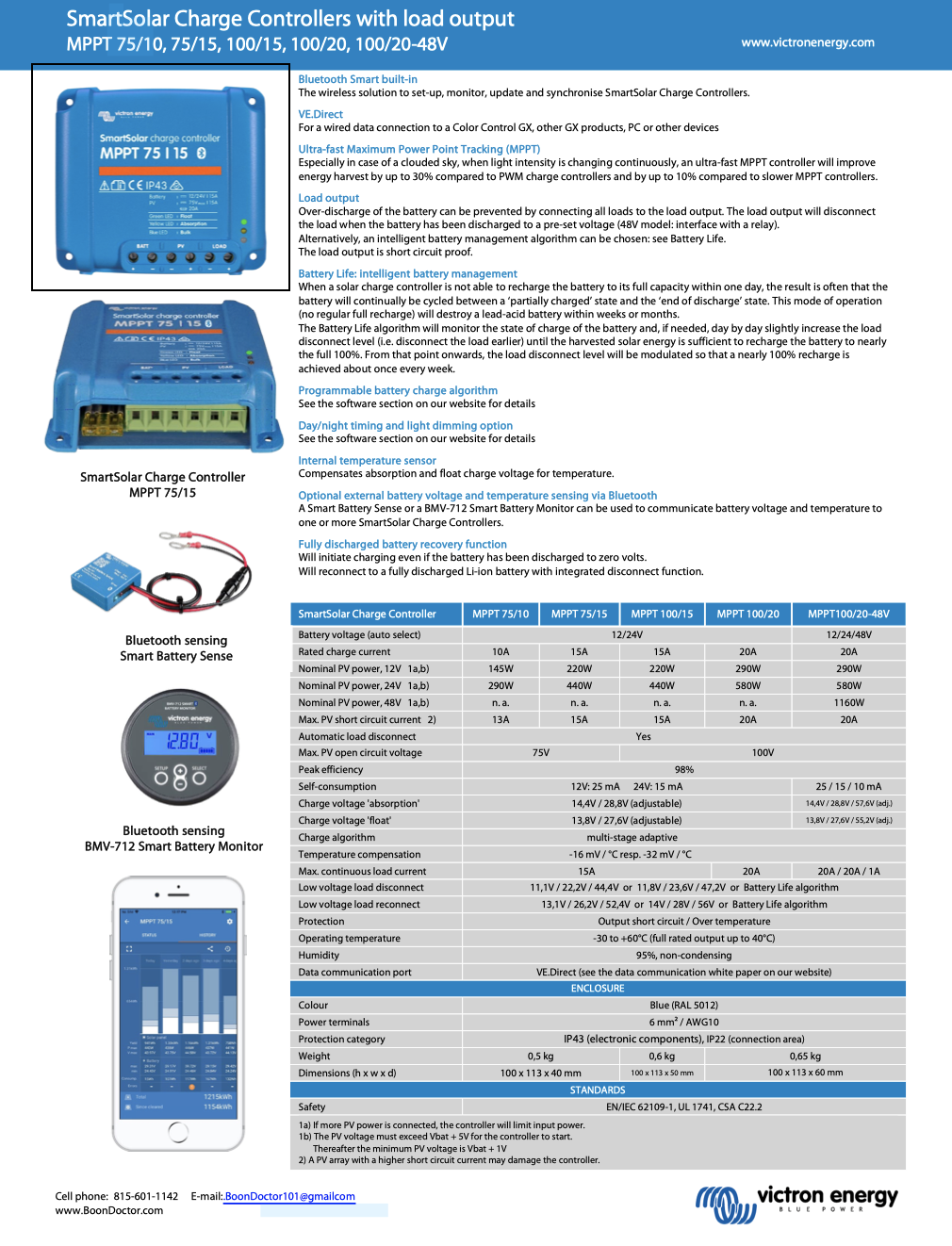 Smartsolar Charge Controller Mppt 75 15 The Boondoctor